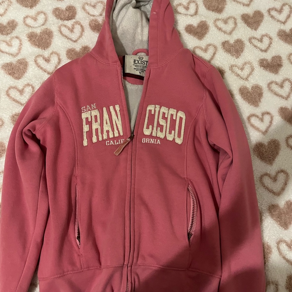Vintage 1995 “EXIST” jacket with fur interior with the lettering “San Francisco”